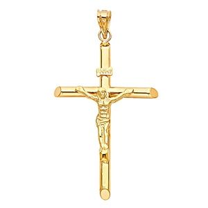 14K Yellow Gold Religious Crucifix Pendant